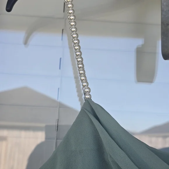 City Studio Elegant Teal Maxi Dress  Sz 1 Pearl Sleeve Cowl Neck Slit  Holiday - Picture 9 of 16